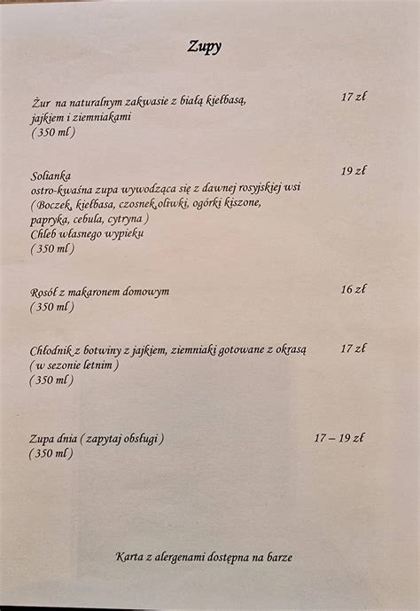 oberża pod złotym prosiakiem menu|Oberza pod Zlotym Prosiakiem